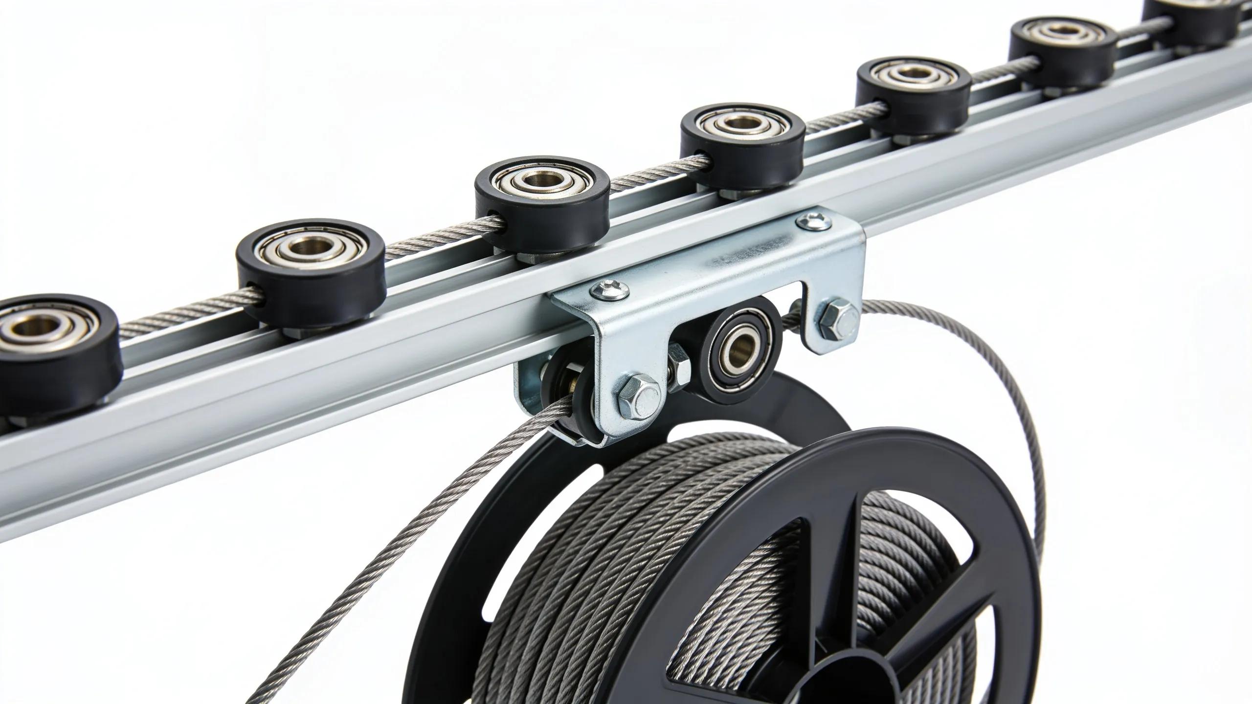 Garage door components including rollers and cables, emphasizing their importance in functionality